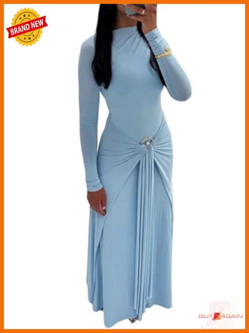 Womens Long Sleeve Bodycon Maxi Dress Polyester Spandex Wedding Guest